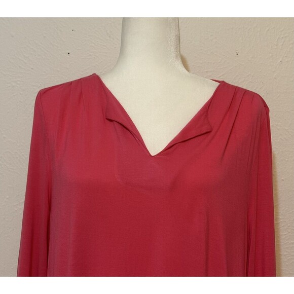 LOGO by Lori Goldstein Women Size M Tunic 3/4 Sleeves Asymmetric Hem Loungewear - Picture 2 of 9